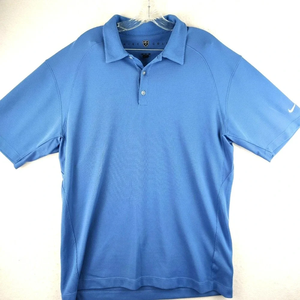 Nike Golf Fit Dry Mens Extra Large Golfer Rugby‎ Polo Shirt Blue Mens XL